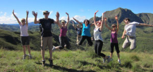 Volunteers together outdoors in Bolivia